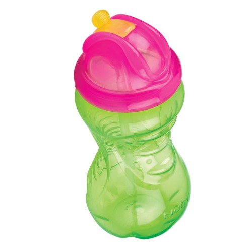 Nuby Printed Kids Pop Up Sipper Water Bottle, Colors May Vary, 1 Pack, 12 oz, Multi