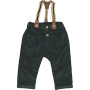 Boys Green Corduroy Suspender Pants 0-3M