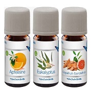Airwasher Organic Fragrance Oil Set - Orange, Eucalyptus, Grapefruit -Sandalwood 3 x 10ml