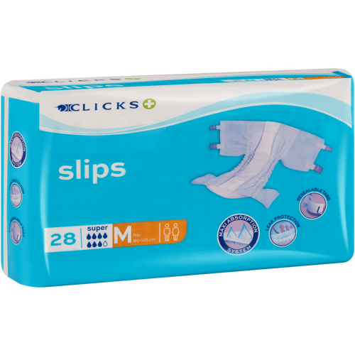 Clicks Incontinence Adult Slips Super Absorption Medium 28 Slips