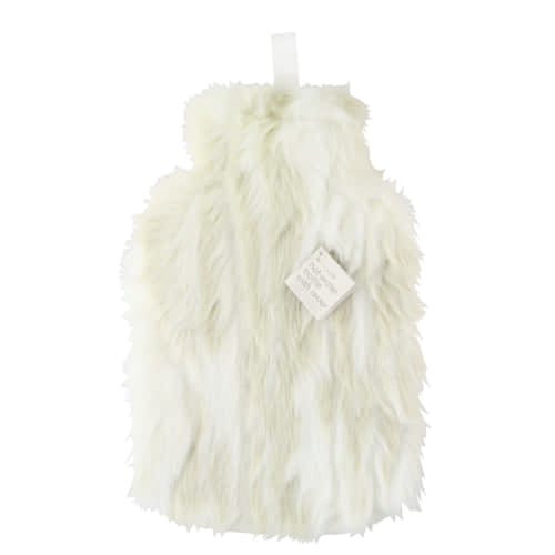 Hot Water Bottle Faux Fur Cream