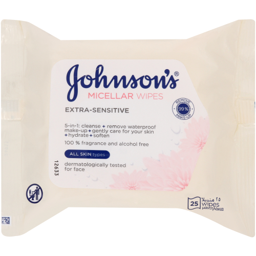 Cleansing Face Micellar Wipes Extra-Sensitive All Skin Types Pack Of 25 Wipes