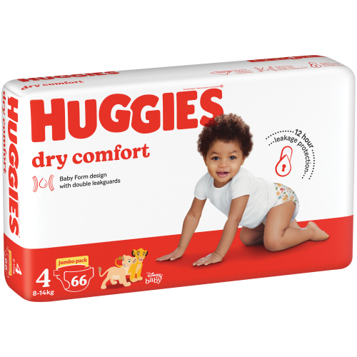 Huggies Dry Comfort Nappies Size 4 Jumbo 66's - Clicks