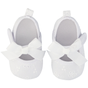 Girls White Anglaise Bow Pump 12-18M