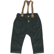Boys Green Corduroy Suspender Pants 3-6M