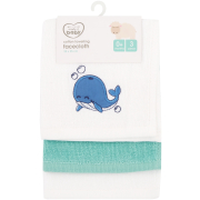 3 Pack Embroidered Face Cloths Whale & Friend