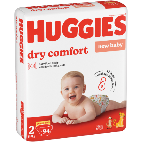 Huggies Dry Comfort Nappies Size 2 Jumbo 94's - Clicks