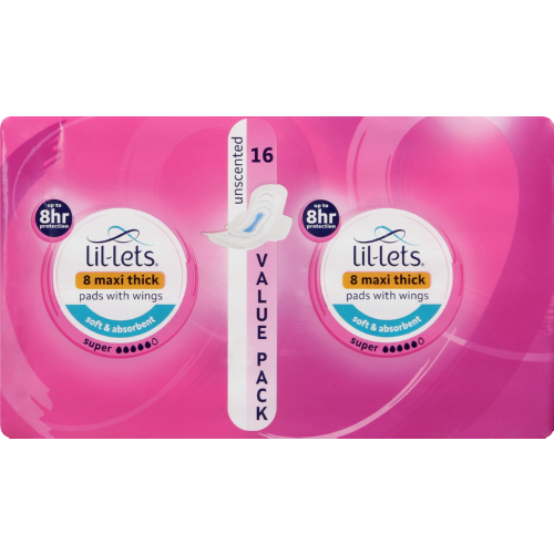 Maxi Thick Pads Super Unscented 16 Pads