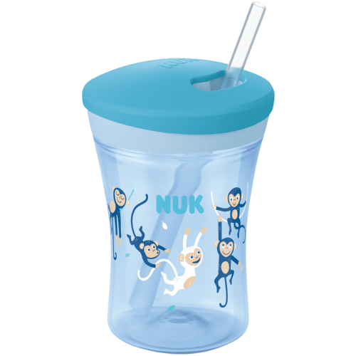 NUK Evolution Straw Cup Blue 8 Ounce (Pack of 2) Tiger 8 Ounce (Pack of 2)