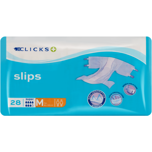 Clicks Incontinence Adult Slips Super Absorption Medium 28 Slips