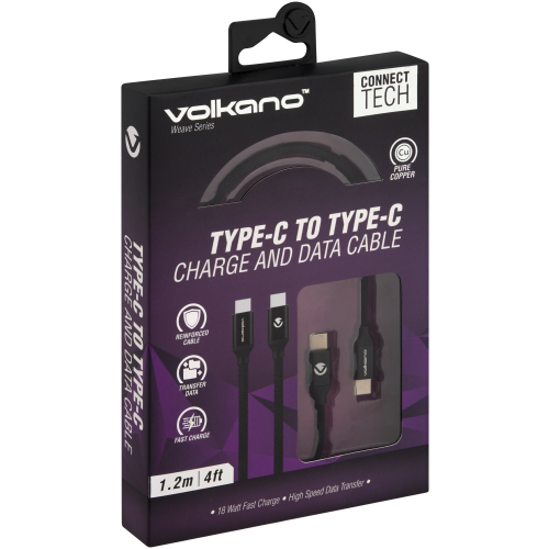 Volkano Smart Series Auto-Disconnect USB Type-C Cable (6', Black)