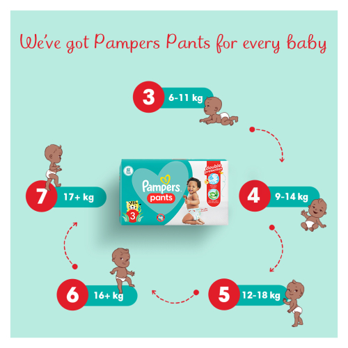 Pampers Baby Dry Pants Nappies Size 3 Midi 6-11 kg - Pack of 26