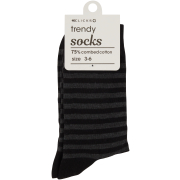 Trendy Black & Grey Stripe Socks 3-6