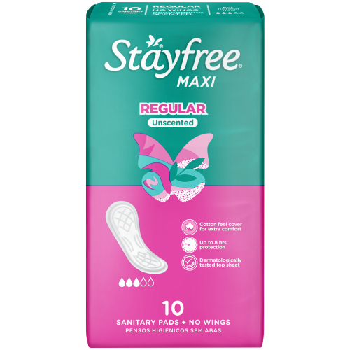 Stayfree Sanitary Pads Maxi Regular Thick Unscented Pack of 10 - Clicks