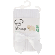 Girls White Bow Stockings 18-24M