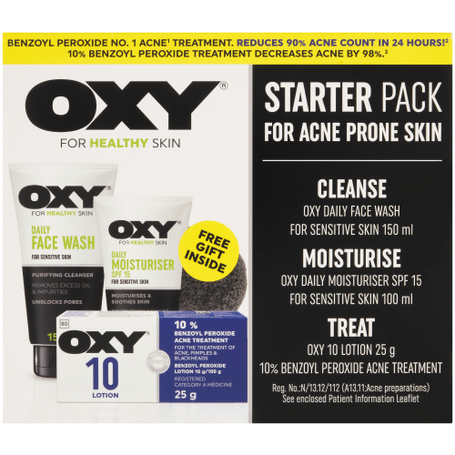 Oxy Starter Pack For Acne Prone Skin - Clicks