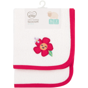 2 Pack Embroidered Face Cloths Flowers