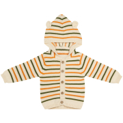 Unisex Striped Cardigan With 3D Ears 0-3M
