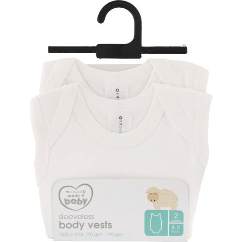 2 Pack Sleeveless Body Vests 0-3M