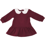 Girls Peter Pan Collar Sweat Dress Burgundy 6-12M