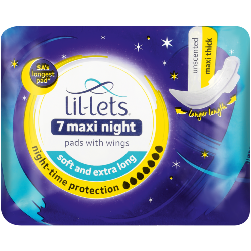 Lil-Lets Maxi Sanitary Pads Night Unscented 7 Pads - Clicks
