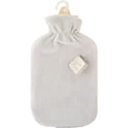 Hot Water Bottle With Cover & Pompoms Light Grey