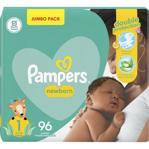 Pampers Baby Dry Nappies Jumbo Pack 1 96's -