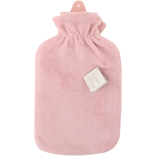 Hot Water Bottle With Cover & Pompoms Dusty Pink