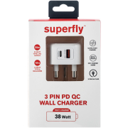3 Pin PD QC Wall Charger White