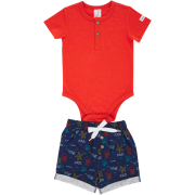 Boys Button Stripe & Short 12-18M