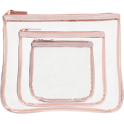 PVC 3 Piece Cosmetic Bag Set With Rose Gold Trim