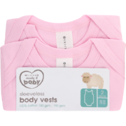 2 Pack Sleeveless Body Vests Pink Newborn