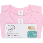 2 Pack Short Sleeve Body Vest Pink 3-6M