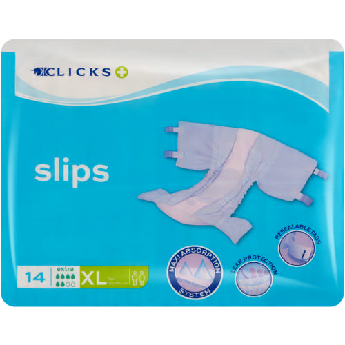 Clicks Incontinence Adult Slips Extra Absorption XL 14 Slips - Clicks