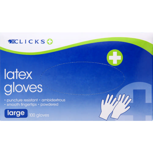 Latex Gloves Large 100 Gloves