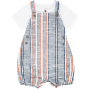 Boys All Over Print Dungaree Romper With Bodyvest Newborn
