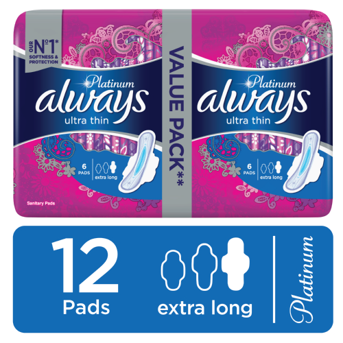 Always Platinum Size 4 Night Period Pads with wings