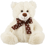 Plush Bear With Fabric Bow Cream 25cm