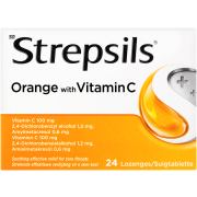Throat Lozenges Orange with Vitamin C 24 Lozenges
