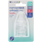 Narrow-neck Orthodontic Teats Large 2 Pack