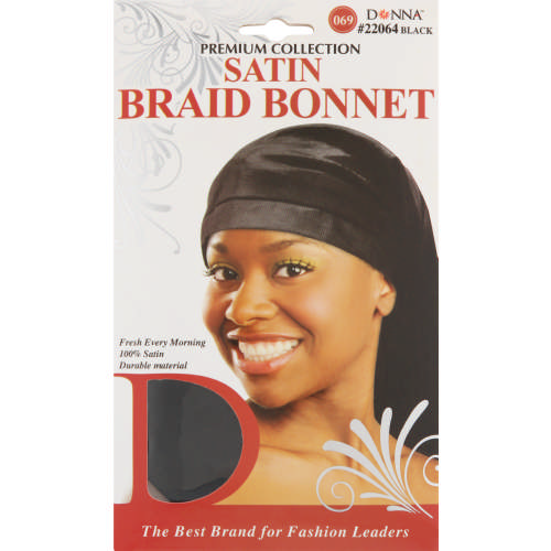 Satin Braid Bonnet Black