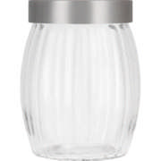 Ribbed Glass Canister Silver Medium