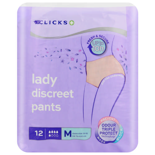 Clicks Incontinence Lady Discreet Pants Medium 12 Pads - Clicks
