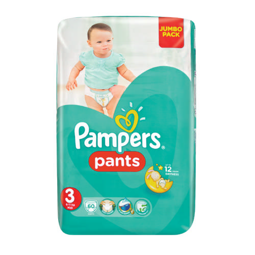 Pampers Pants Size 3 Jumbo Pack 60 Nappies - Clicks