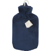 Hot Water Bottle With Cover & Pompoms Navy