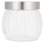 Ribbed Glass Canister Silver