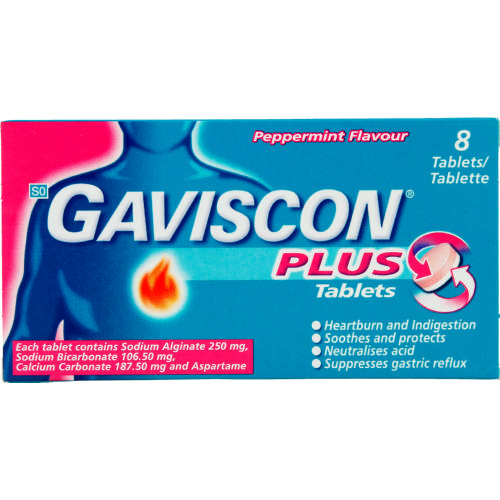 Gaviscon Plus Peppermint Flavour 8 Tablets Clicks