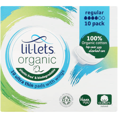 Lil-Lets Organic Pads Regular 10s - Clicks
