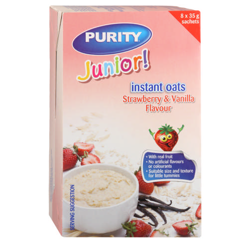 Purity Junior Instant Oats Strawberry Vanilla 8 Sachets Clicks