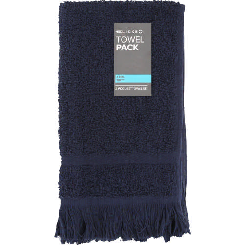 Fringed Guest Towel Set Navy 2 Piece